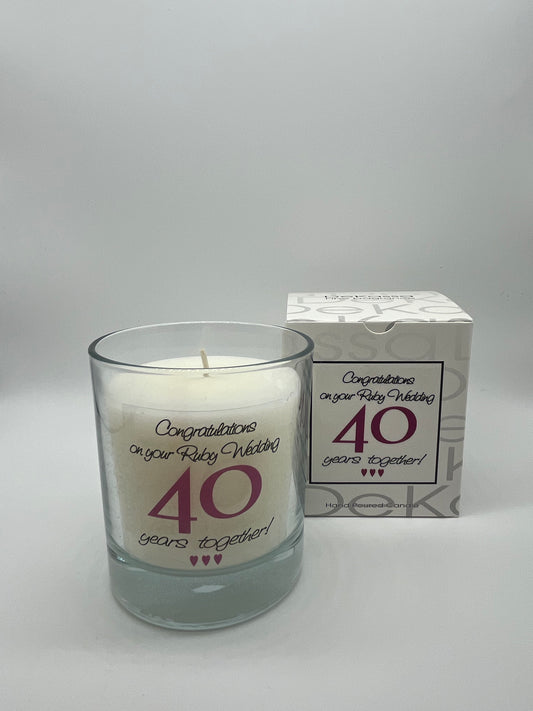 Congratulations on your Ruby Wedding 40 Years Together! | Luxury Scented Candle