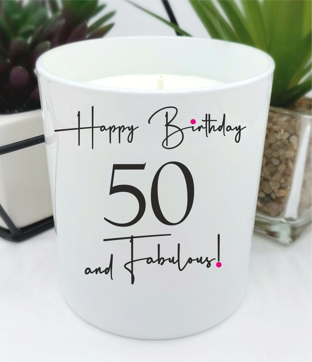 50th birthday scented candle