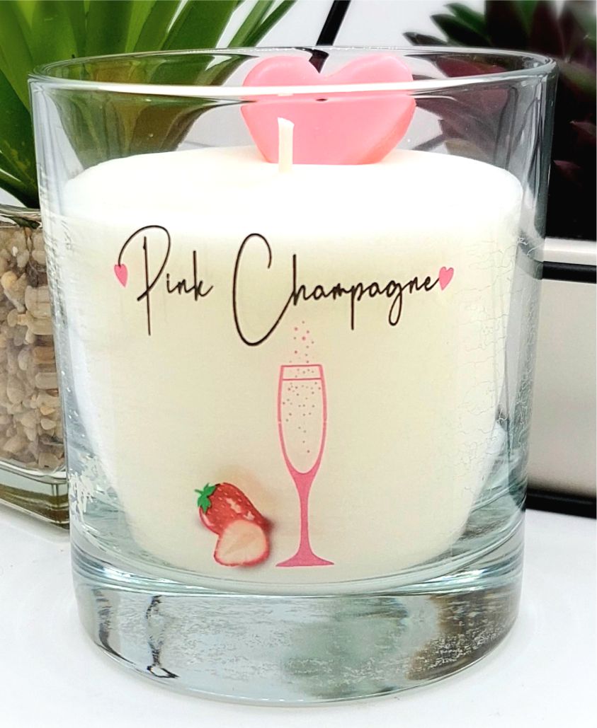 pink champagne scented cocktail candle