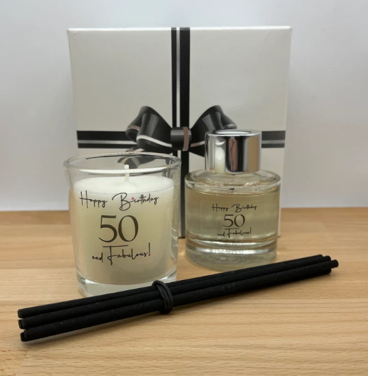 Happy Birthday 50 and Fabulous! | Luxury Votive & Mini Reed Diffuser Gift Set