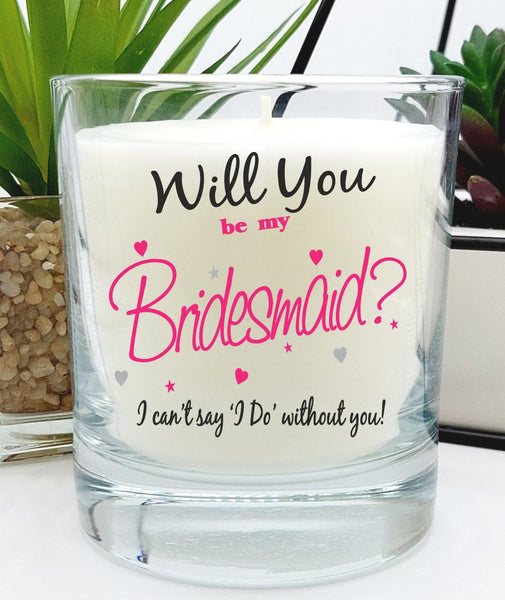 will you be my bridesmaid scented candle gift