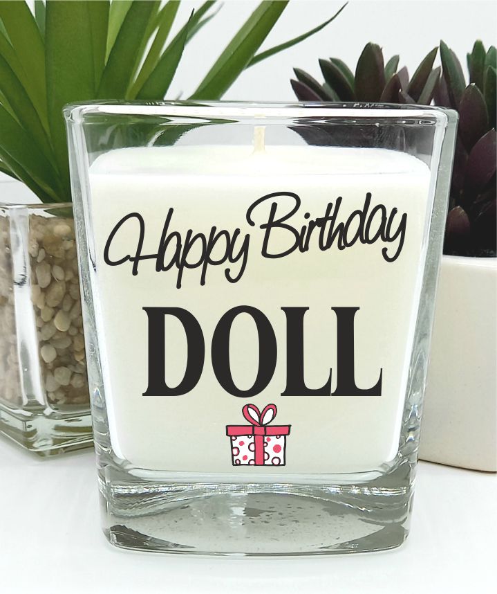 happy birthday doll gift candle
