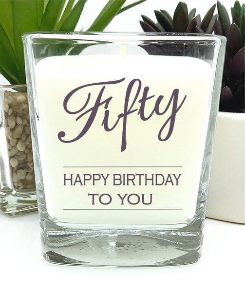50th birthday scented gift candle