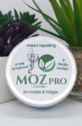 MOZpro insect repelling candle tin, smells fab and really works!  Vegan friendly